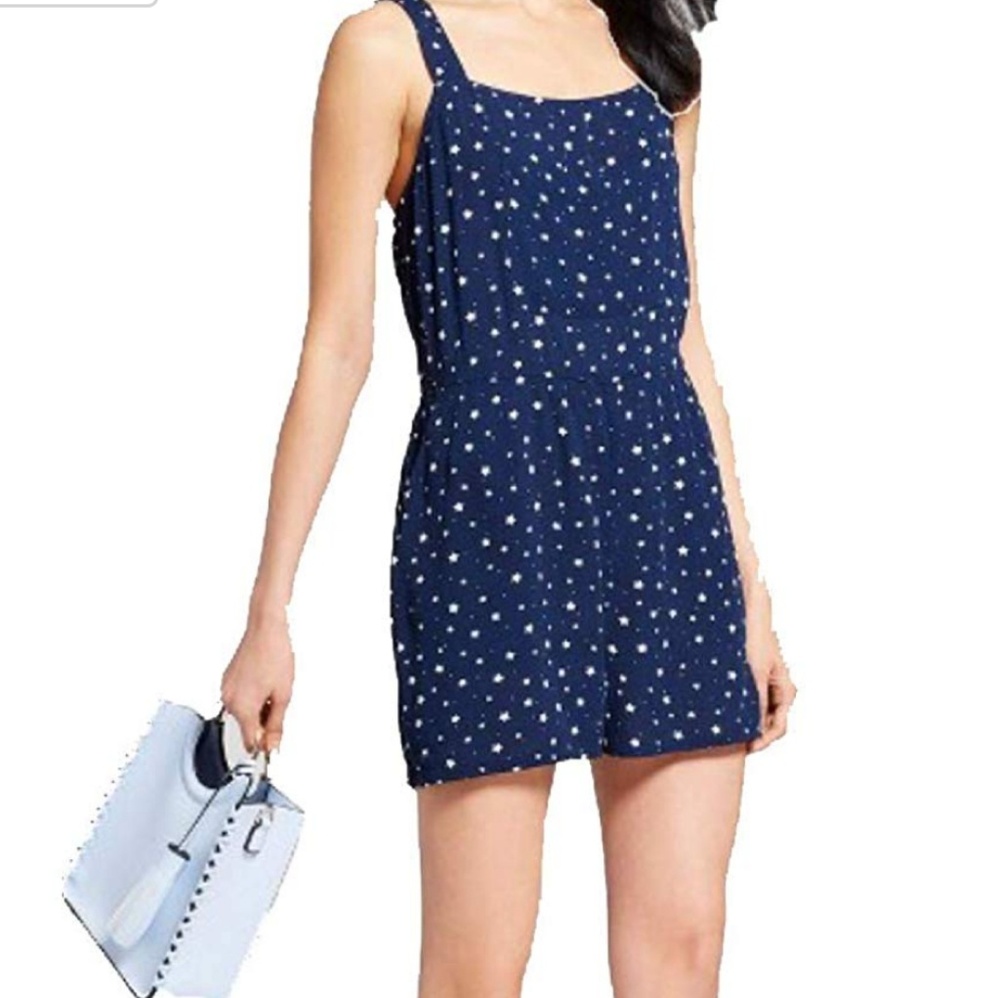XHILARATION Strappy Navy White Star Romper